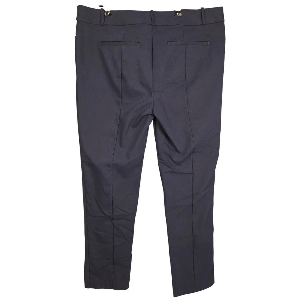 LOFT Womens Ankle Dress Pants Stretch Straight Leg Sz 14 Navy Blue Work New - Picture 2 of 8